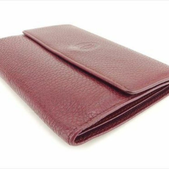 Cartier Wallet Purse Trifold Mastline Red Woman Authentic Used - Picture 3 of 8